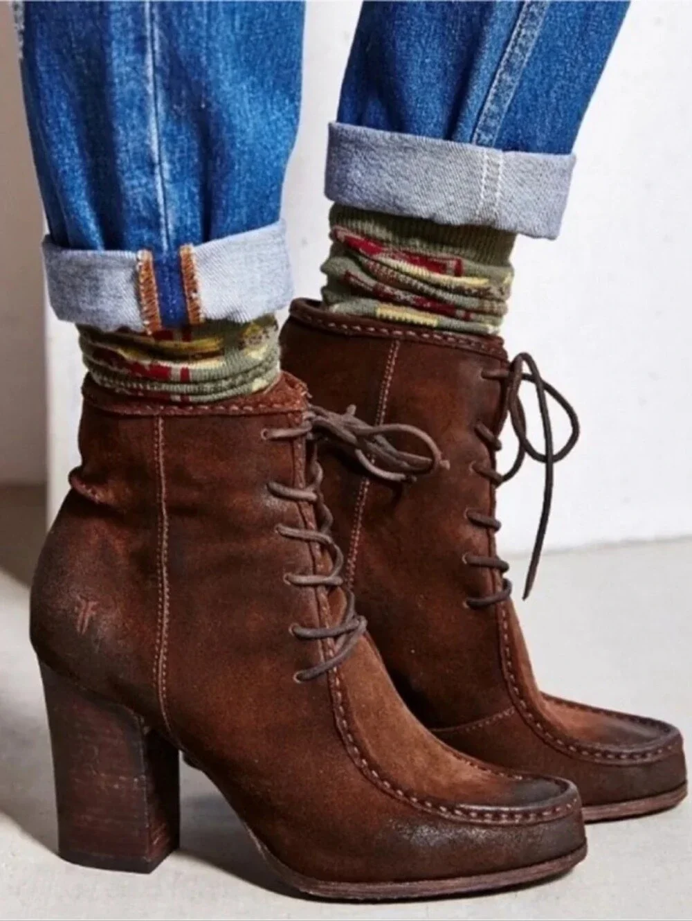 Frye Parker Moc Ankle Brown Oil Suede Boot Size 8M